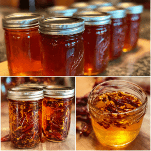 Hot honey drizzled over biscuits