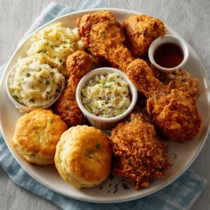Fried chicken with classic Southern sides