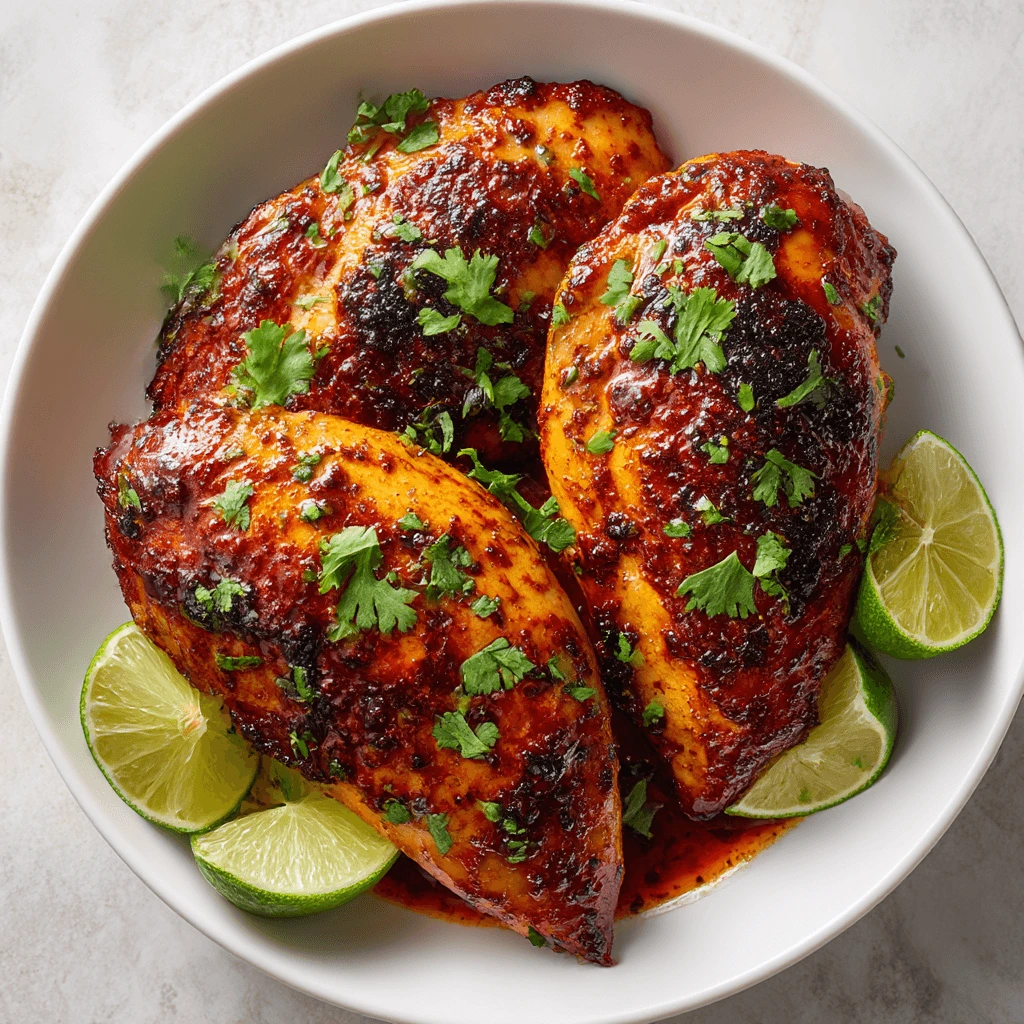 chipotle chicken recipe served with rice and avocado