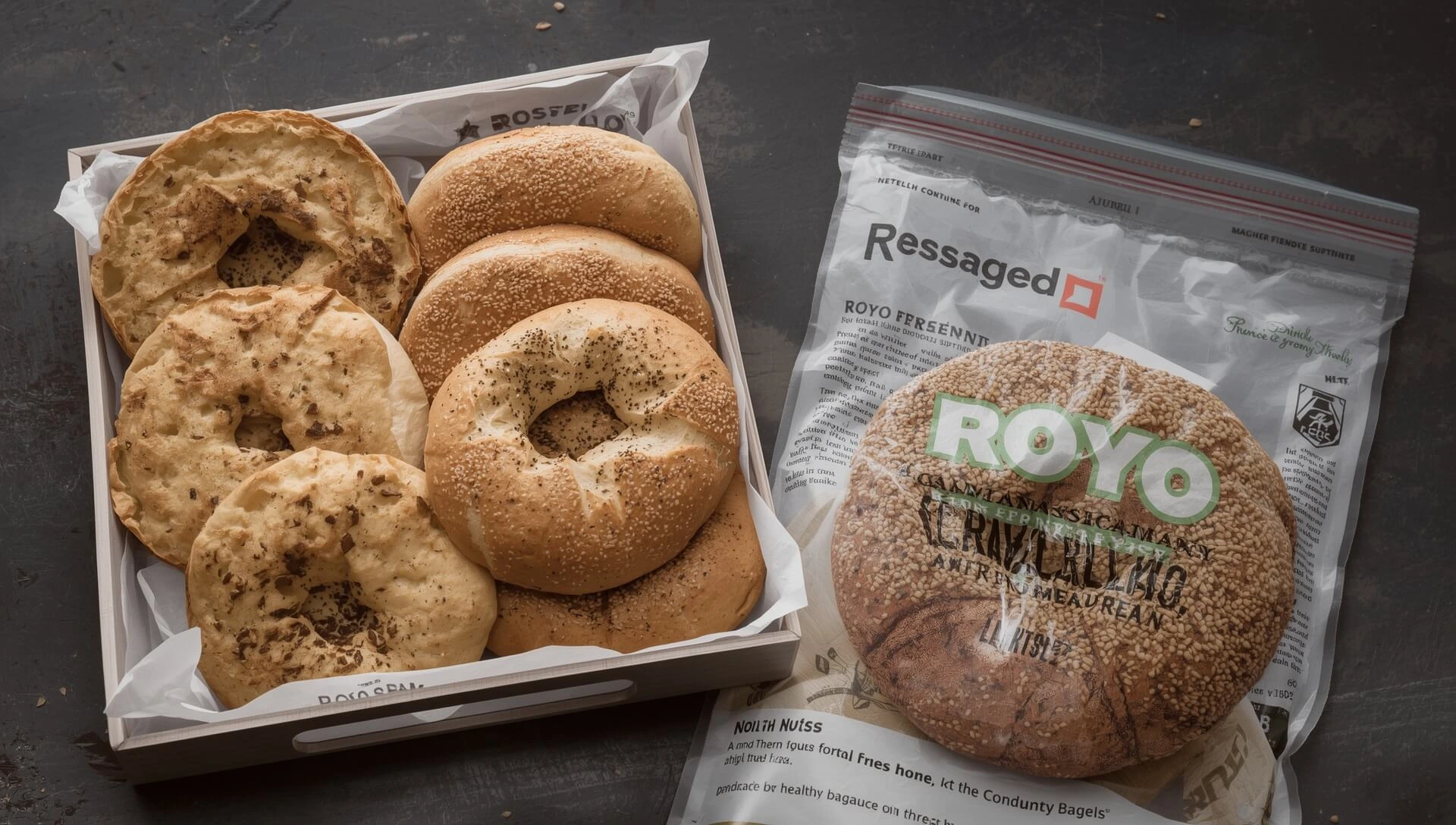 Royo Bread Company storefront with fresh bagels on display