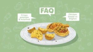 Chicken and potatoes recipe with frequently asked questions for crispy potatoes and using chicken breast