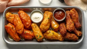 Different baked chicken legs recipes served three ways: BBQ, lemon pepper, and garlic parmesan drumsticks.